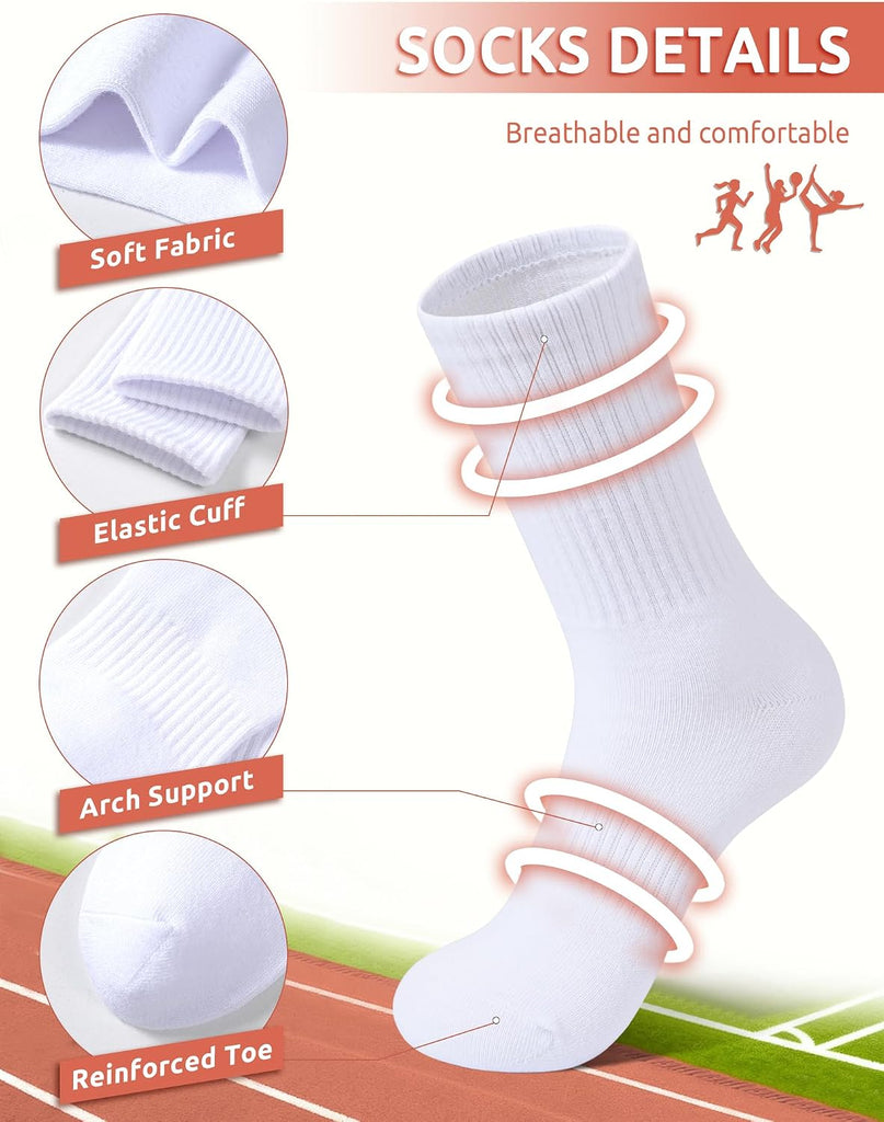 6 Pairs Kids Boys Girls Socks Athletic Basketball Cotton Crew Sock