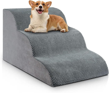 3-Step Dog Stairs for Small Dogs, Dog Ramp for Bed 15.7" H