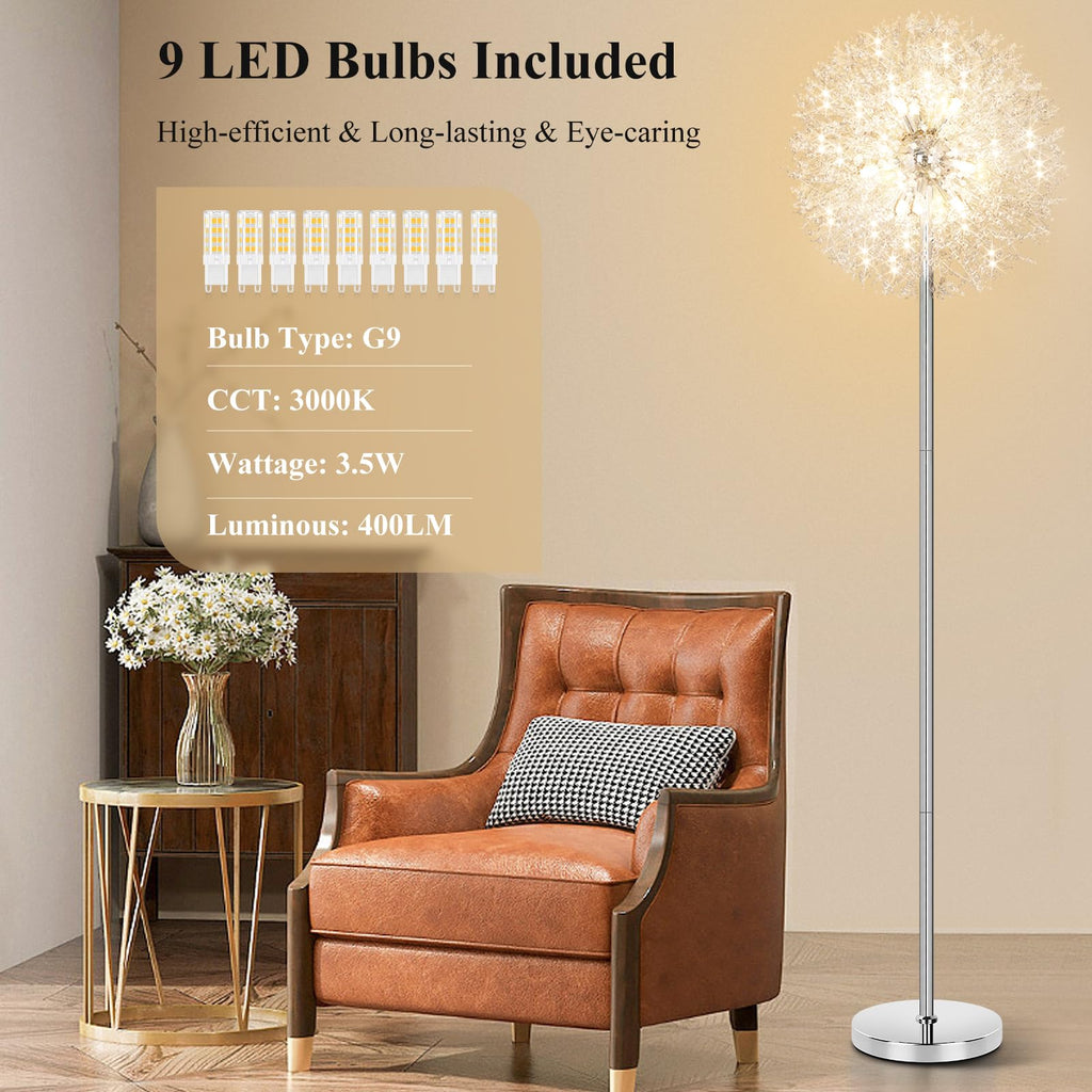 69'' Crystal Floor Lamp, Standing Lamp Chrome