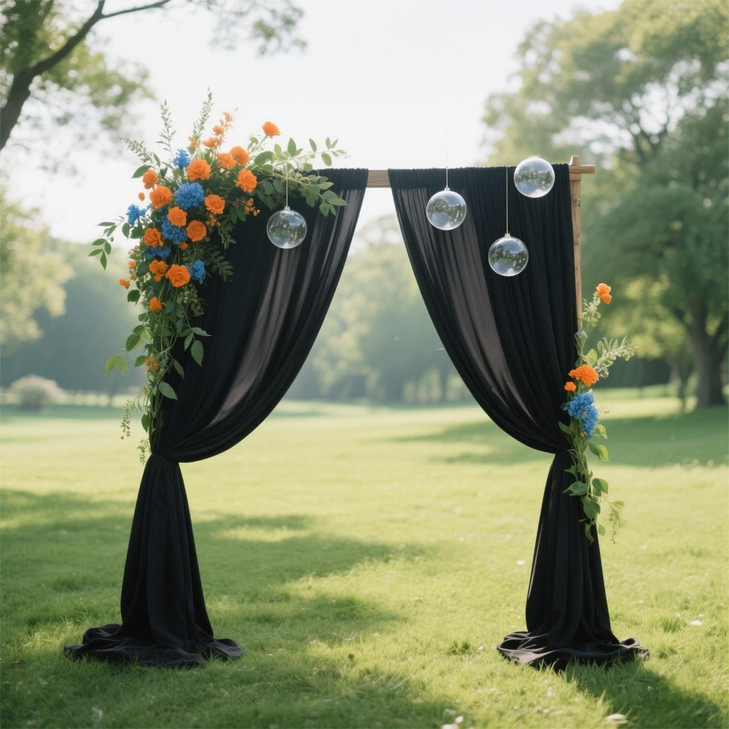 Black Chiffon Fabric by the Yard Sheer Fabric for Draping