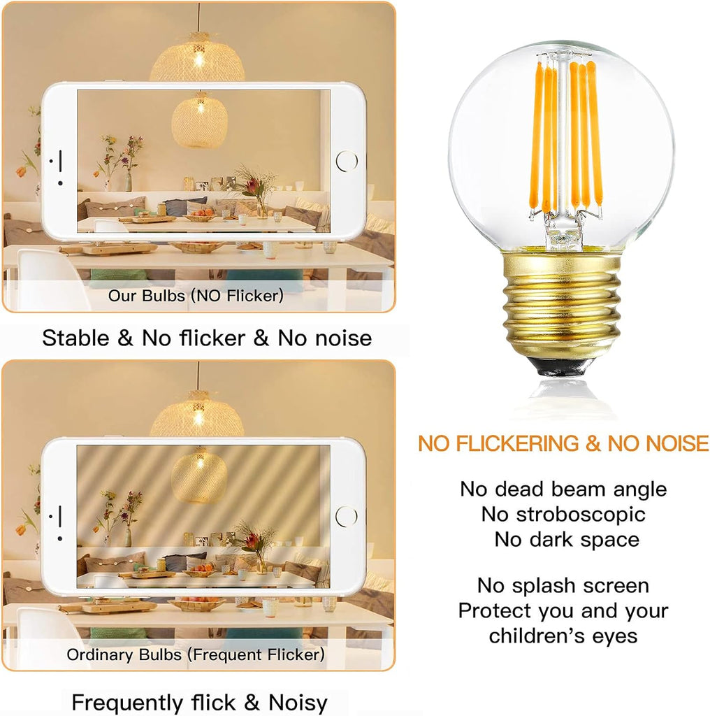 Dimmable G16.5 LED Bulbs,E26 Edison LED Light Bulbs,6W Equal 60 Watt Light Bulb,600lm,Soft White 3000K,Globe Light