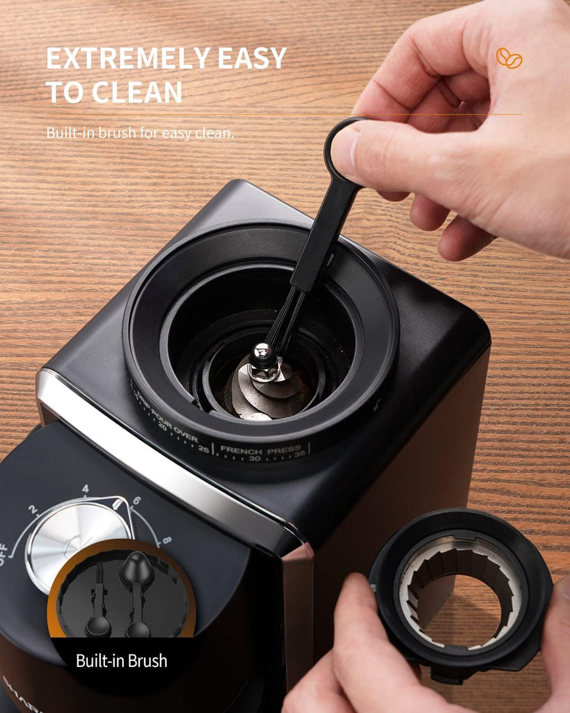 Conical Burr Coffee Bean Grinder, 35 Settings, Anti-Static, Black | For Espresso, French Press, Pour-Over, Drip