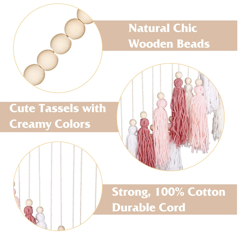 Large Macrame Wall Haning Boho Home Decor, Blush Pink Tassel Wall Decor Bohemian, Bedroom Living Room Girls Room