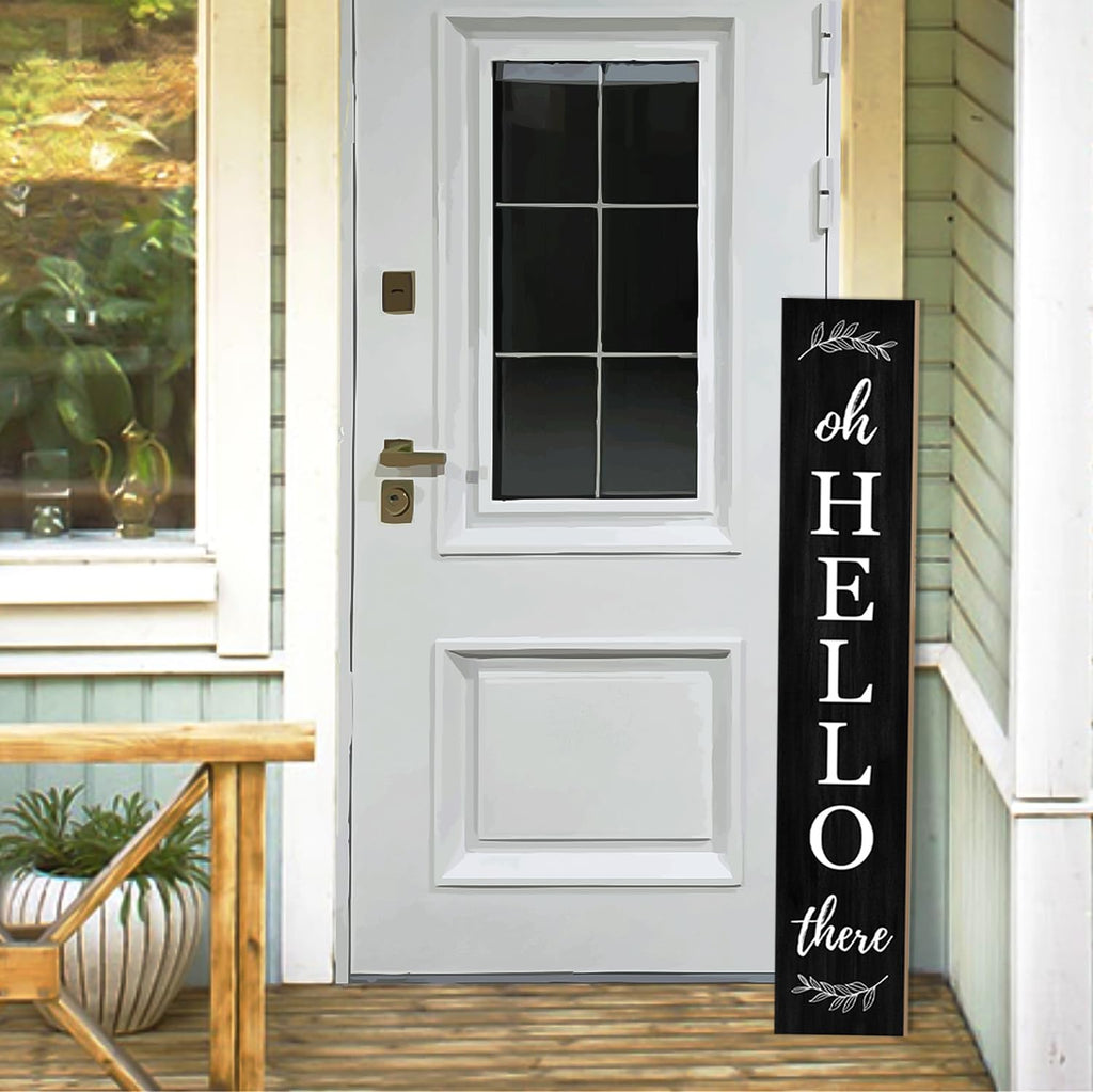 Welcome Porch Sign Oh Hello There Wooden Welcome Sign Vertical Hanging Signs For Standing Front Porch Decor Rustic