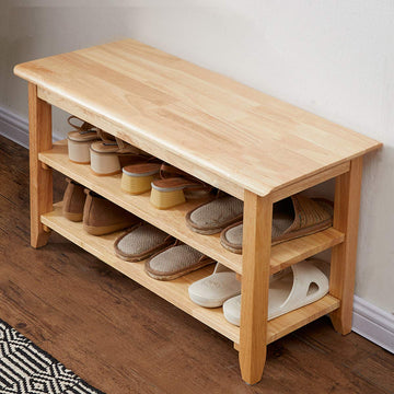 Shoe Rack Bench Wooden Storage Bench Entryway Bench, Natural, 31.5"