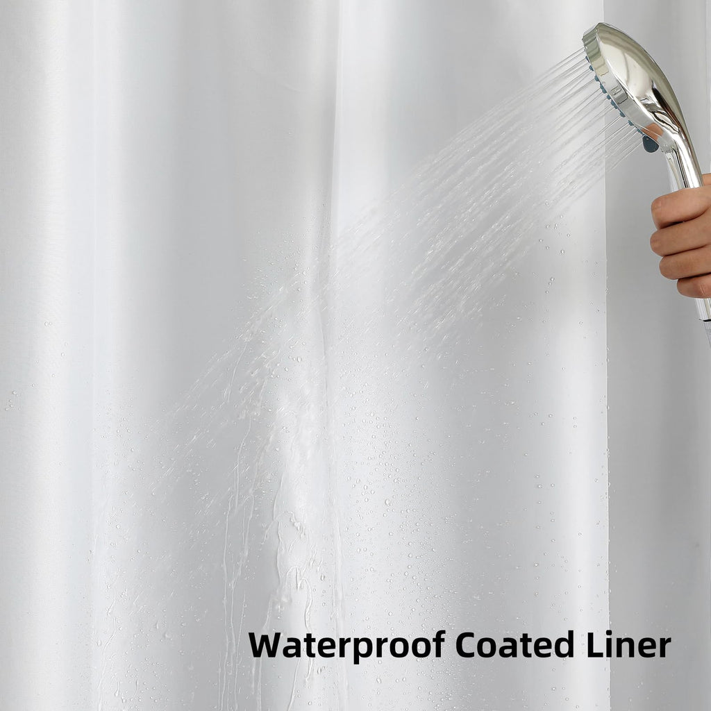 Navy Blue No Hook Waffle Shower Curtain Set, 36" W x 75" L
