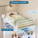 Twin Loft Bed with L-Shaped Gaming Desk, Storage Drawers, Glass Cabinet & Hutch
