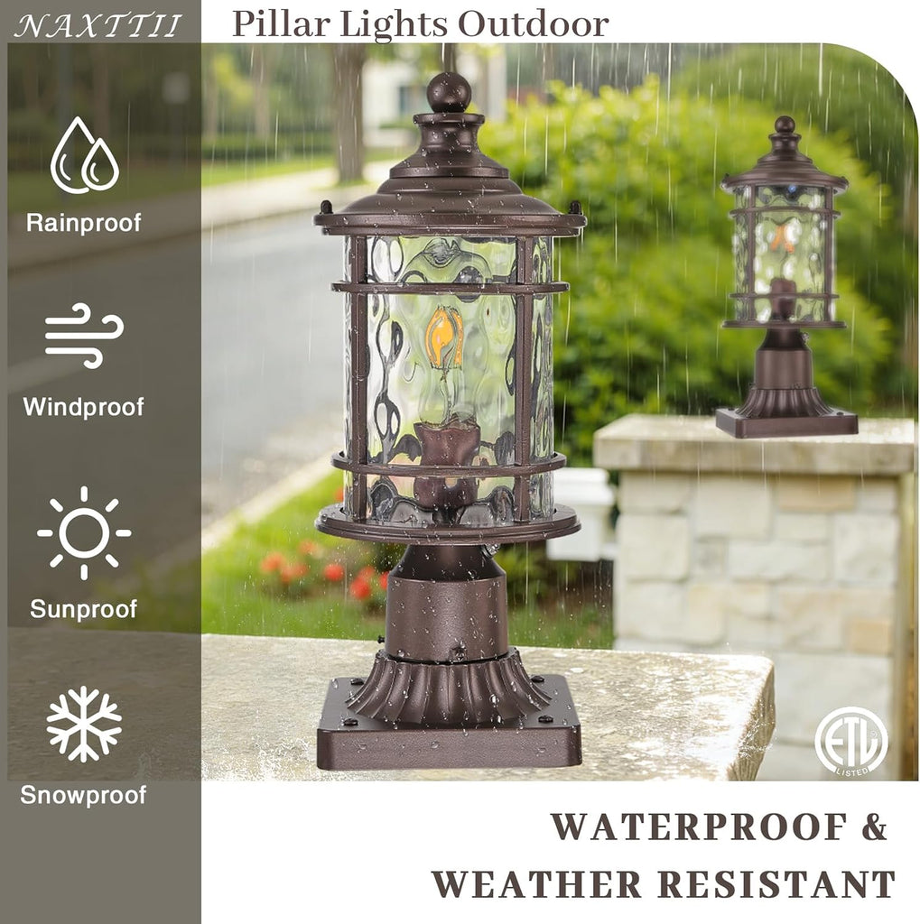 Dusk to Dawn Outdoor Post Lights Waterproof Aluminum Lamp Posts Outdoor Lighting 15 Inch Height ORB Finish Pole