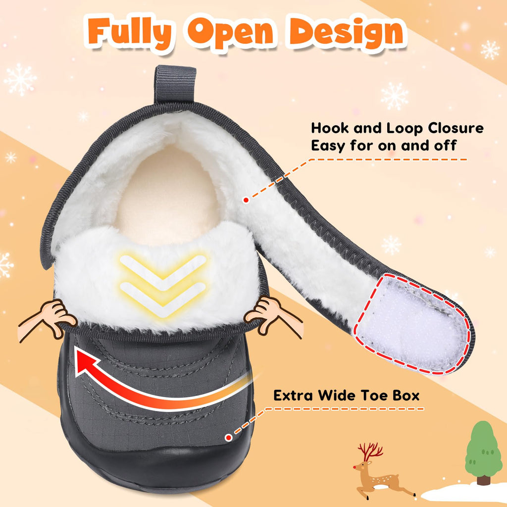 Baby Girls Boys Winter Boots Soft Bottom Non-Slip Warm Toddler Walking Shoes Infant Slippers Grey Baby