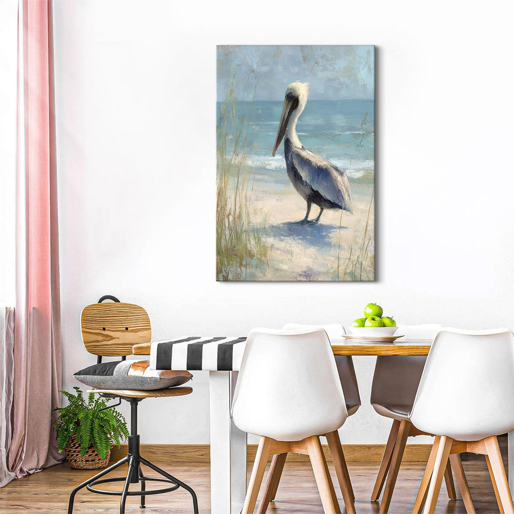 Watercolor Pelican Wall Art Decor Bohemian Bird Nature Landscape Poster Abstract Coastal Beach Wall Paintings Seaside