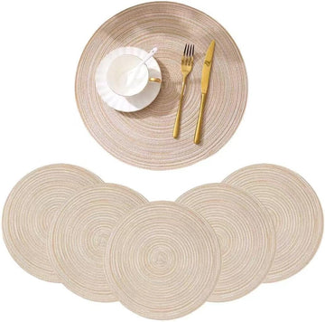 Inch Round Placemats for Dining Table Fabric Table Mats Washable Round Braided Placemats for Dining Table - Set of 6