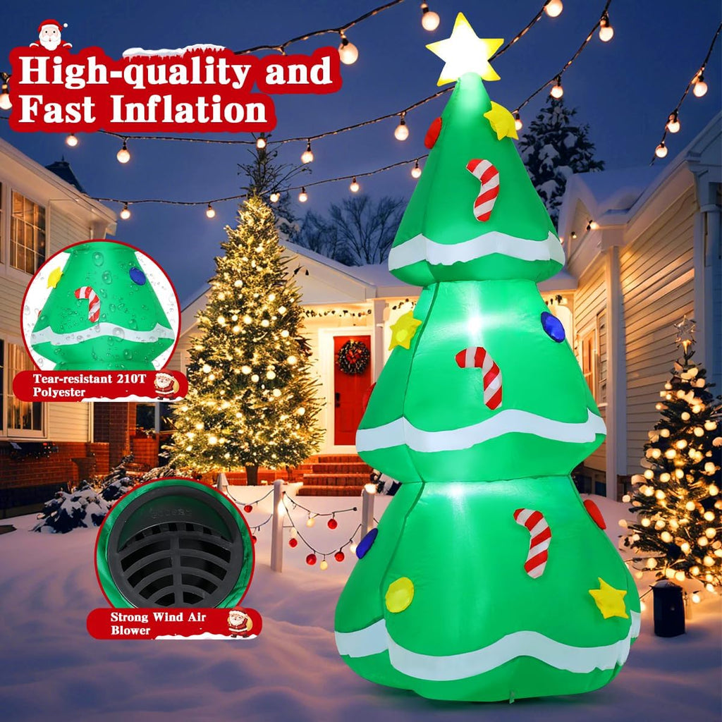 10.5 FT Christmas Inflatables Tree with Built-in Music Box & LEDs Outdoor Decorations Blow Up Tree Yard Decoration