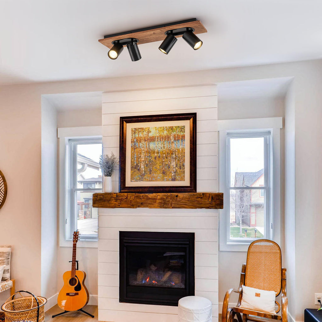 Modern Black Track Lighting Fixtures, 4-Light Indoor Spotlight