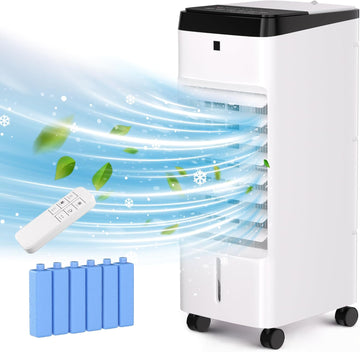 Swamp Cooler, Windowless Portable Air Conditioners with 120°Oscillation, Evaporative Air Cooler with Remote,12H Timer