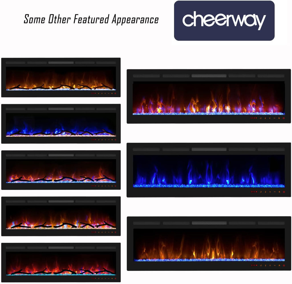 36 Inch Electric Fireplace, Recessed Fireplace Insert and Wall Mount Fireplace Heater with Remote & Touch