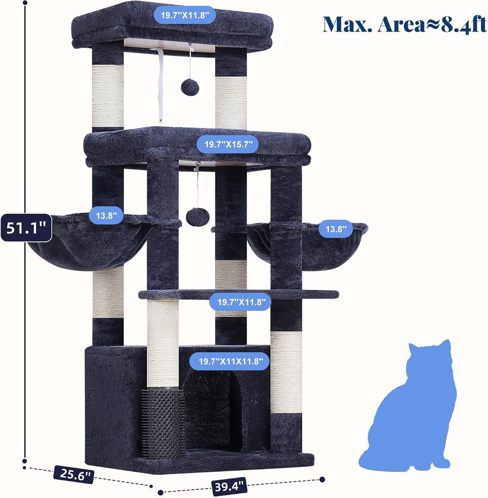 Cat Tree Tower with Extra Large Platform, Big Condo