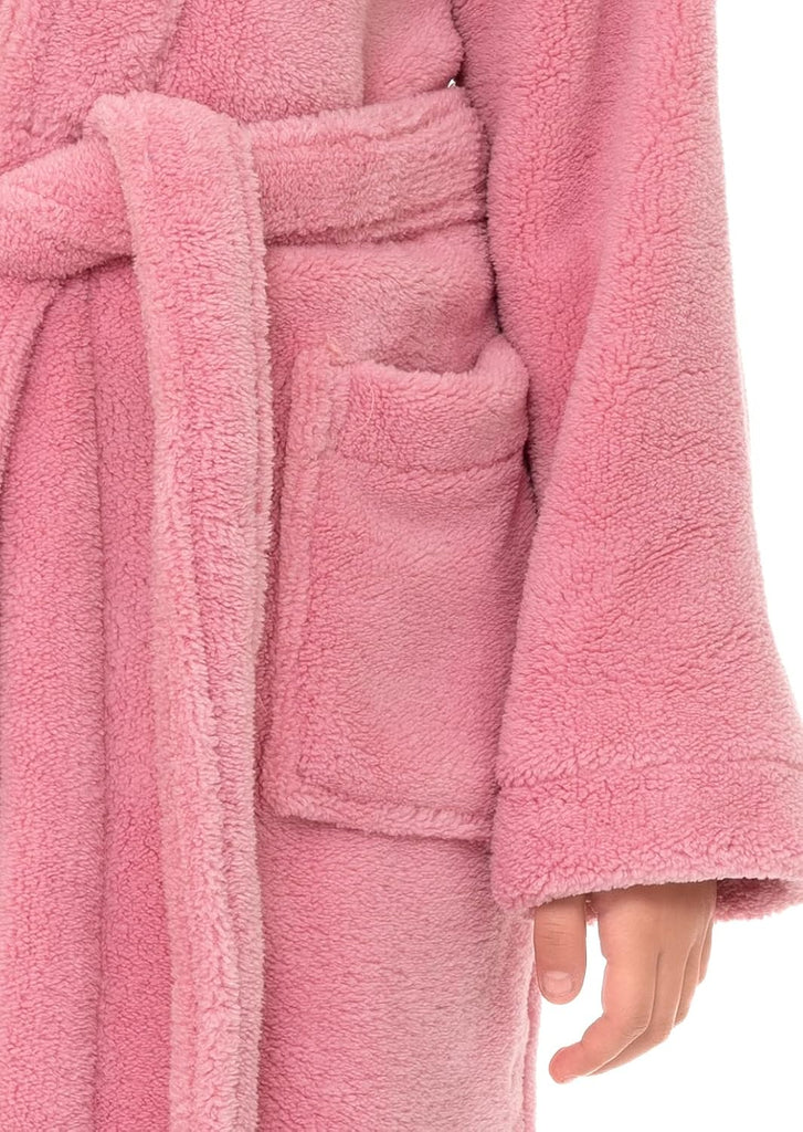 Girls Robe, Kids Plush Shawl Fleece Bathrobe