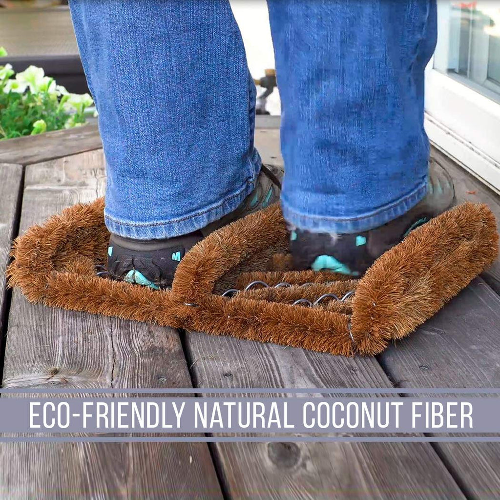 Natural Coir Boot Scraper Door Mat - 13 x 12 inch