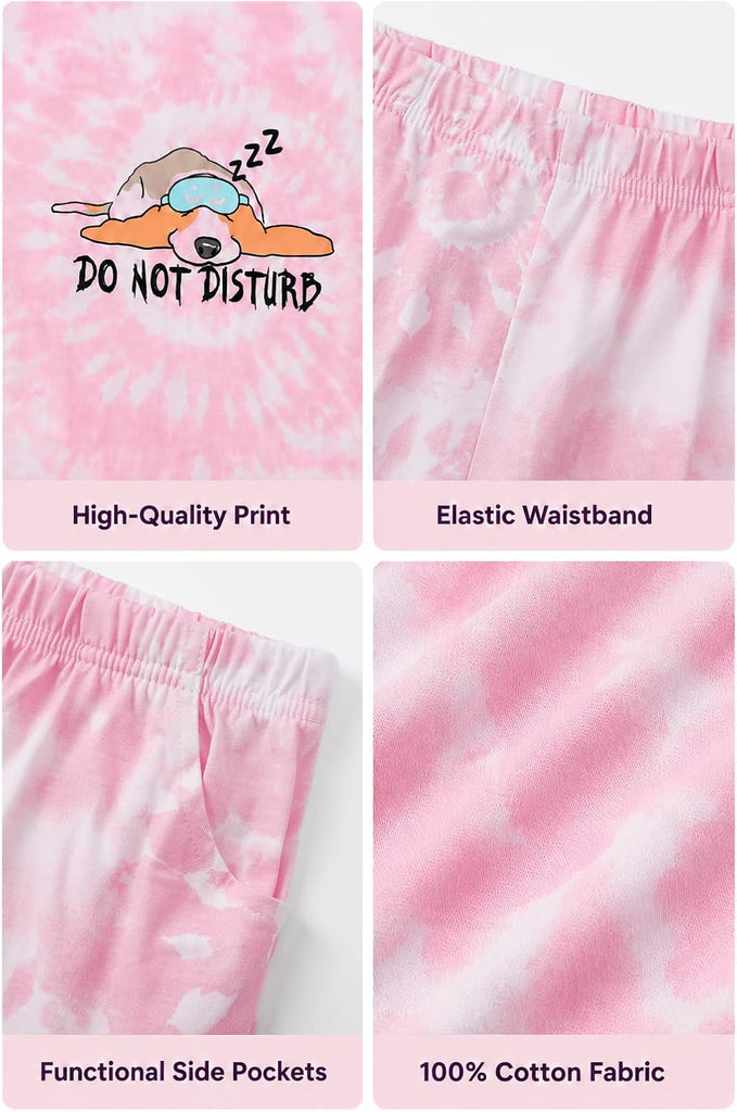 Girls' Tie Dye Pajamas, 100% Cotton Sleepover Theme