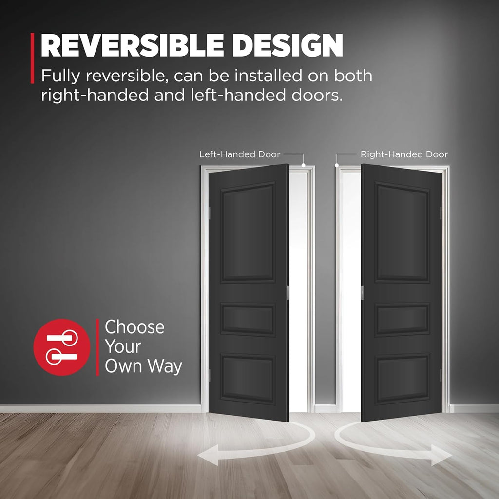 Prescott Front Door Handle No Lock, Entry Handleset Exterior with Interior Reversible Handed Lever, Non-Locking - Door Handleset