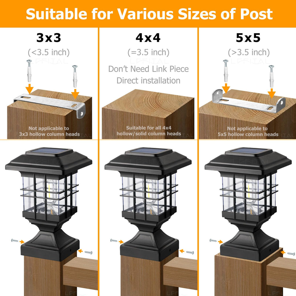 4x4 Post Solar Lights Solar Post Cap Lights Outdoor Metal 2 Pack