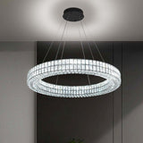 Modern Black LED Ring Chandelier Dimmable Crystal Chandeliers for Dining Room Foyer Living Room Entryway Staircase(2700K-6000k, D40 inch) A122-B0CHMKK7WW