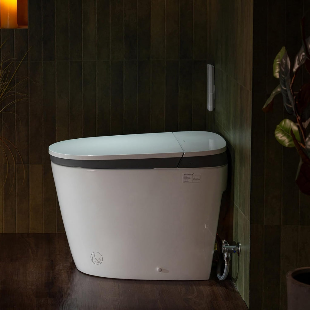 Smart One-Piece Toilet with Built-In Tank and Bidet, Powerful Flush, Foam System, Foot Sensor, Warm Air Dryer, Auto Flush, ADA Comfort Height, Blackout Flush, Heated Seat