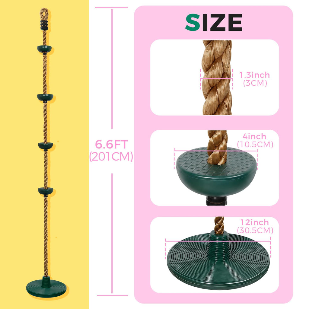 Tree Swing for Kids, Adjustable Rope Swing Disc Swing for Outside with Platform Carabiners and Strap Outdoor