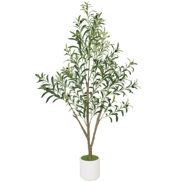 Faux Olive Tree Olive Trees Artificial Indoor with White Planter (5 FT)