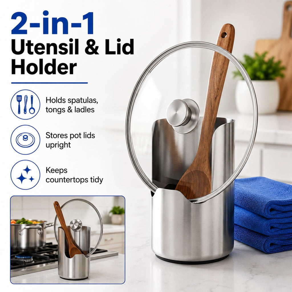 Stainless Steel Utensil Holder, New Thickened Premium Pot Lid Holder,3 pcs