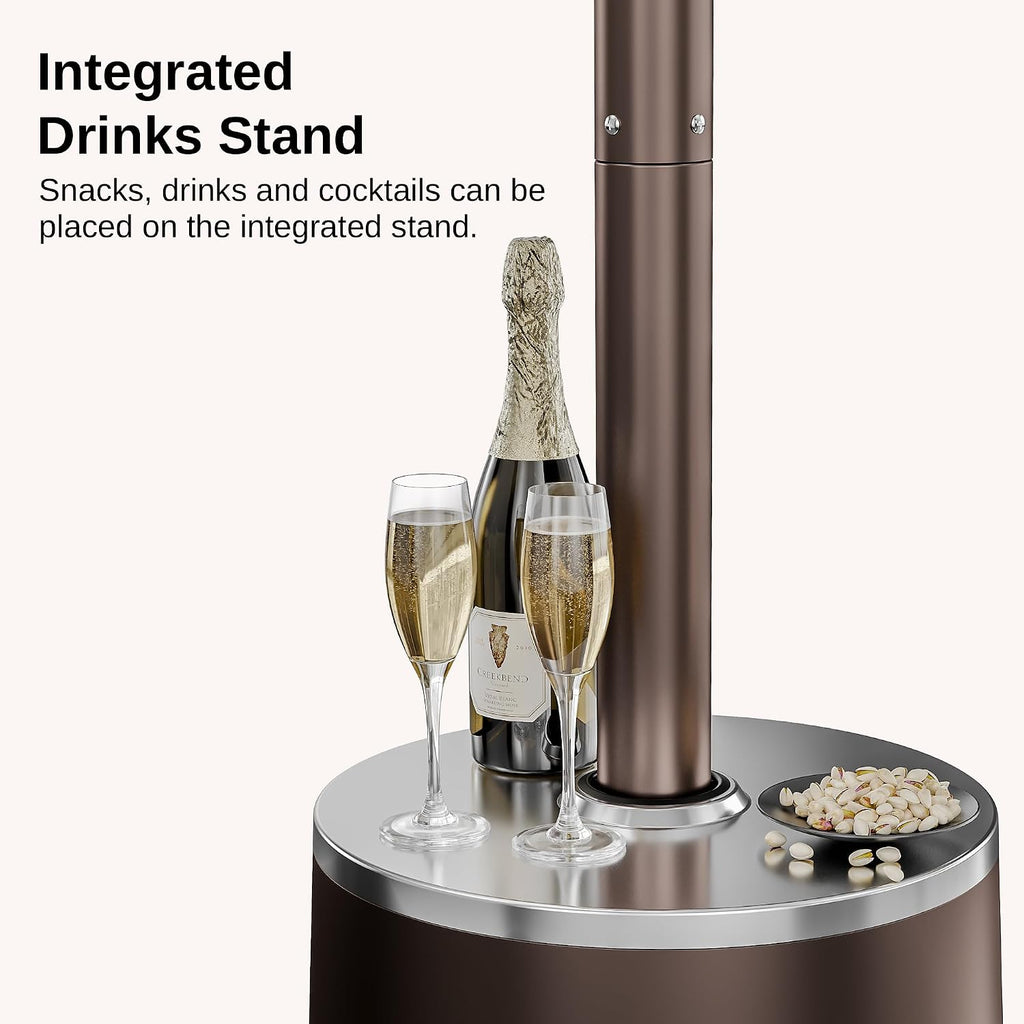 50,000 BTU Patio Heater with Sand Box, Table Design, Double-Layer Stainless Steel Burner, Wheels, Triple Protection