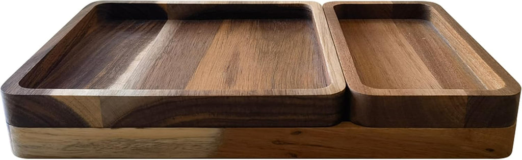 Acacia Wooden Valet Tray for Men,Natural Wood Grain EDC Tray Set Catch All for Keys Wallet Phone Glasses Watch - Set of 3