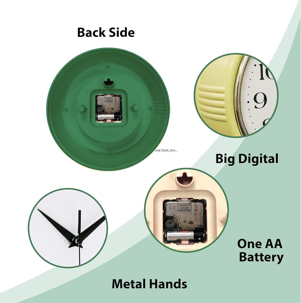 Lily's Home Retro Wall Clock, 9.5 Inch Vintage Design, Silent Non-Ticking Quartz Movement, Battery Operated