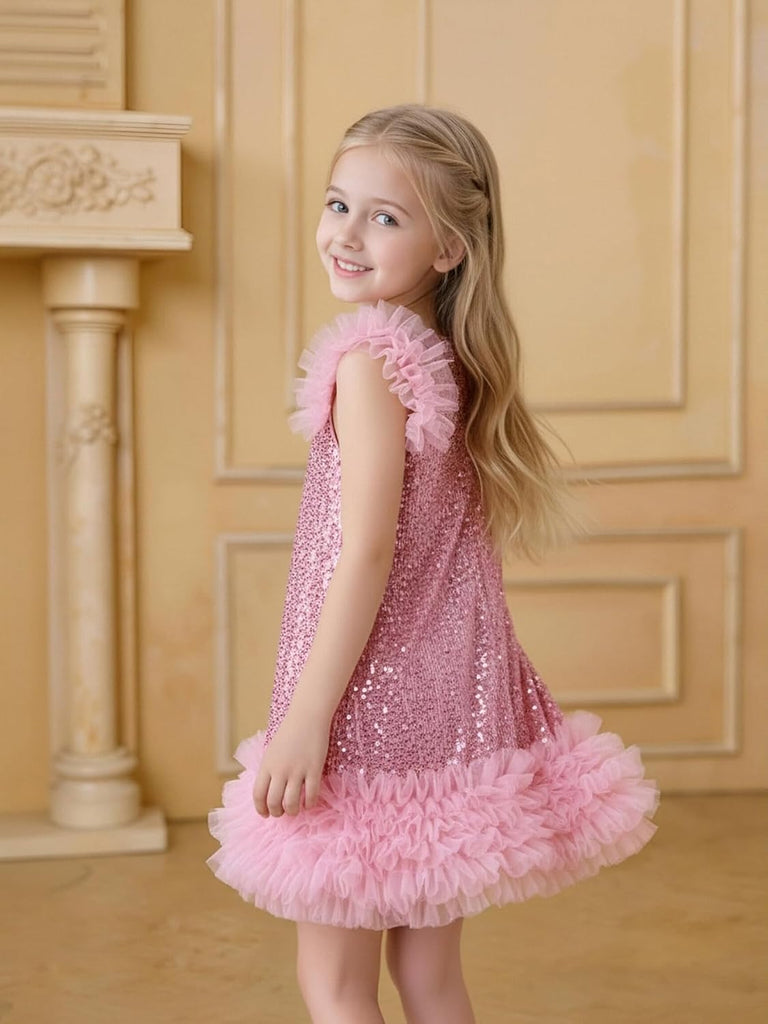 Girls Sequin Dress Sleeveless Sparkly Gown A-Line Party Dresses