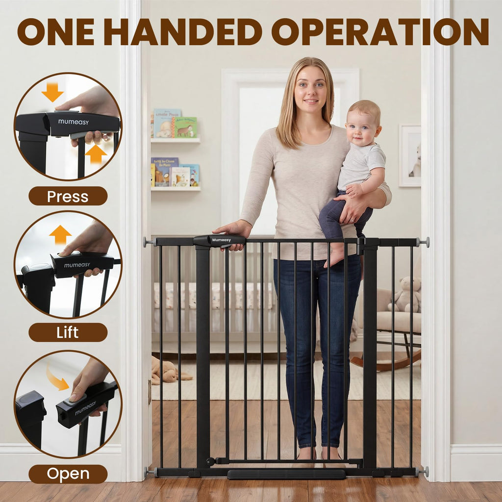 36" Extra Tall Baby Gate for Stairs, 29.7-43" Auto Close Dog Gate