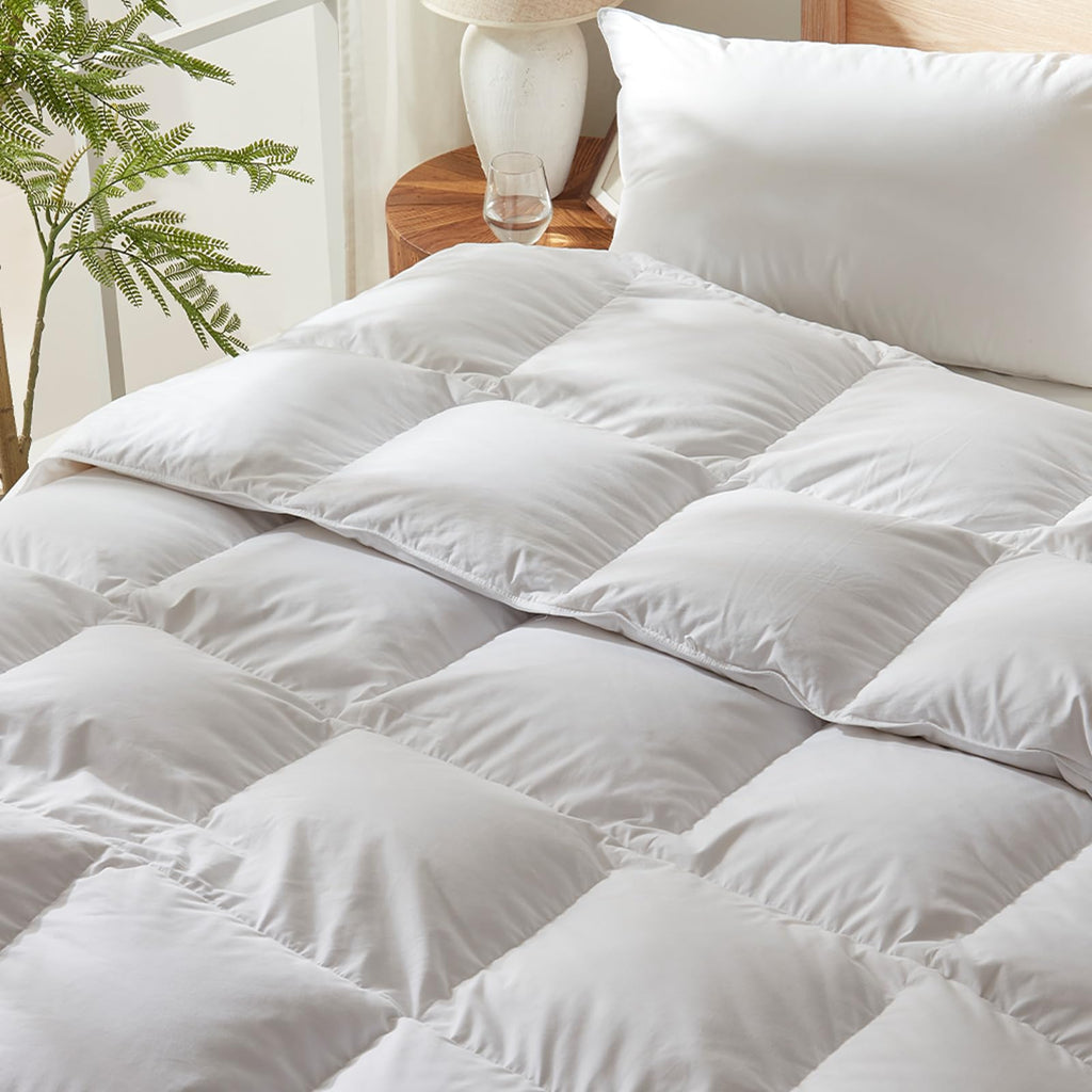 Goose Feather Down Fiber Cotton Comforter King Size - 100% Down-Proof Duvet Inserts - Hotel Luxury Bedding Comforter