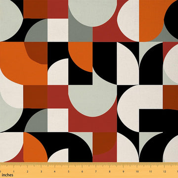 Retro Geometric Fabric By The Yard Decorative Soft