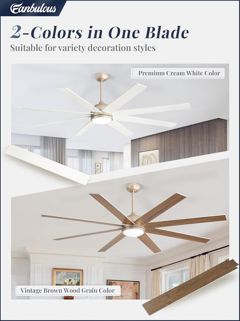 Fanbulous 72" Ceiling Fan with LED Light and Remote - Champagne Gold