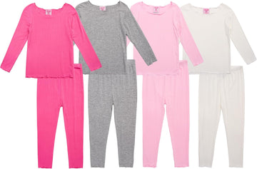 Baby Girls Pajama Set 8 Piece Ribbed Sleepwear Shorts Set ( -7)