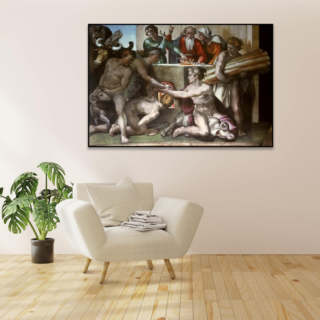 Michelangelo Canvas Wall Art Sacrifice of Noah Poster Religious Culture Art Romanticism Renaissance Historical