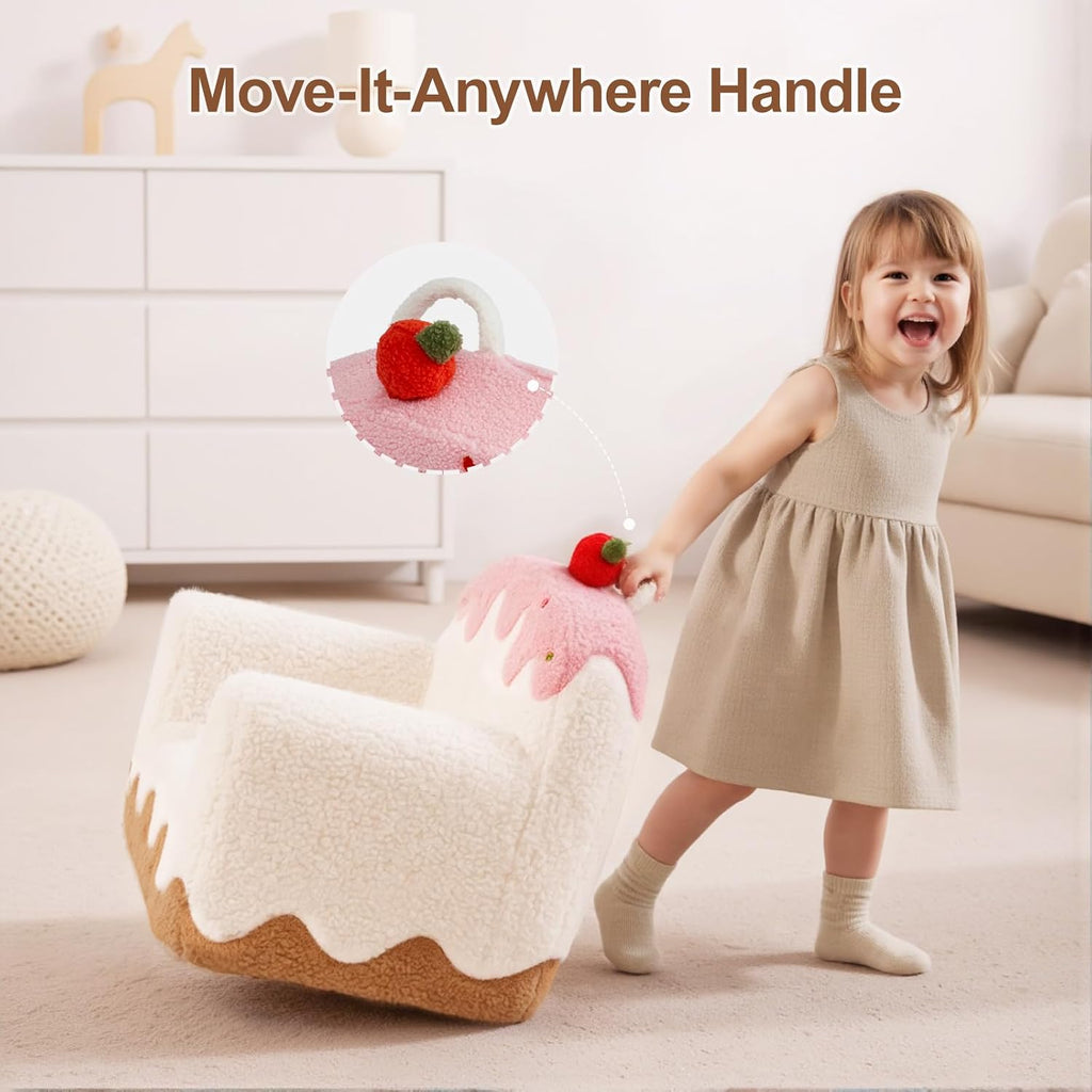 Kids Chair Comfy for Girls 1-6 Years Old, Soft Sherpa Toddler Sofa