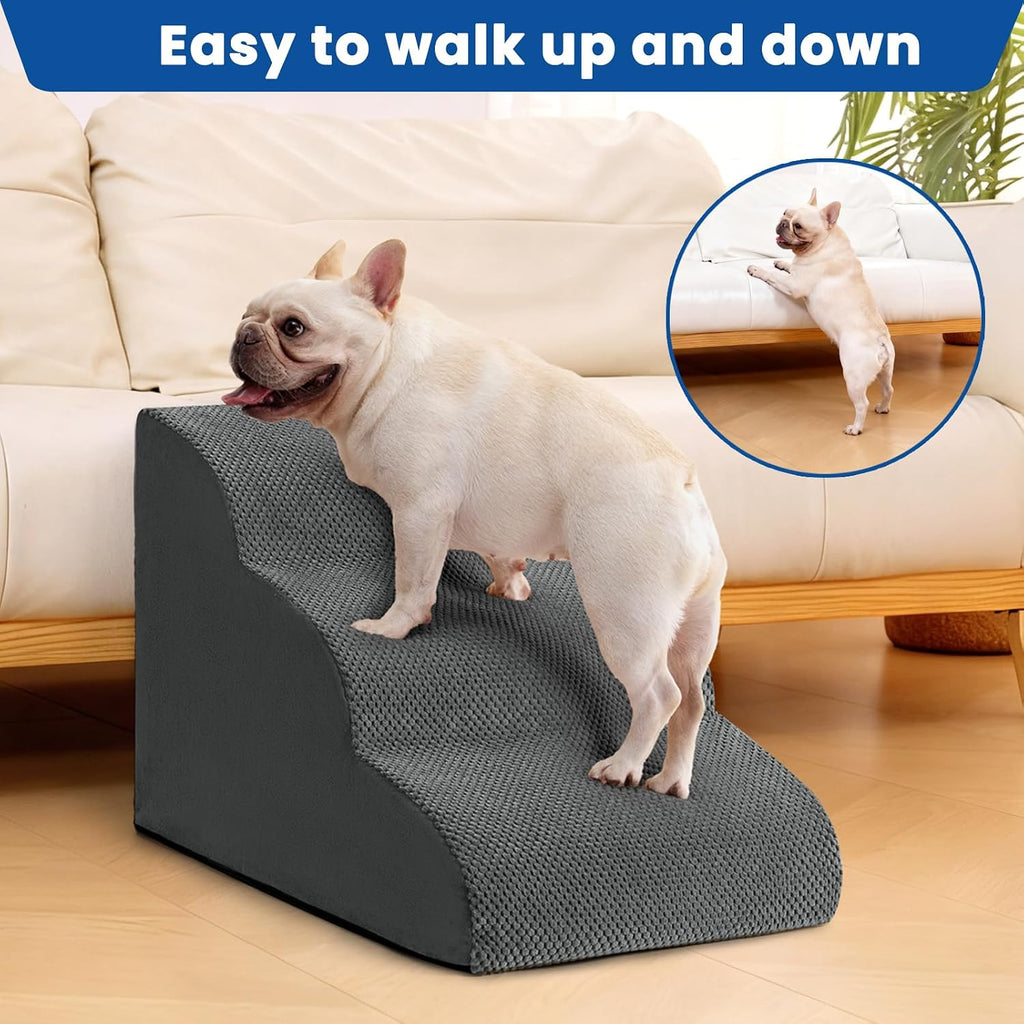 Dog Stairs for Small Dogs & Cats, 3 Steps Non-Slip Pet Ramp for Couch, 15.7"H
