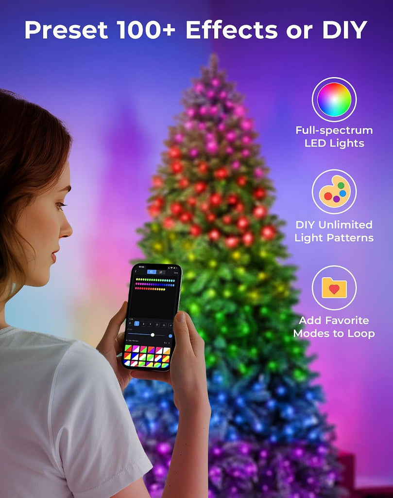 Smart Pencil Christmas Tree, 550 LED Color Changing with App Control, 1437 Branch Tips, Slim Artificial Tree
