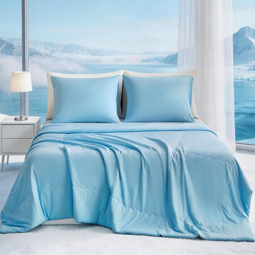 Cooling Comforter for Hot Sleepers and Night Sweats, Queen, Blue