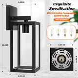 2-Pack Outdoor Light Fixtures Wall Mount, Waterproof Exterior Wall Lanterns with Clear Glass