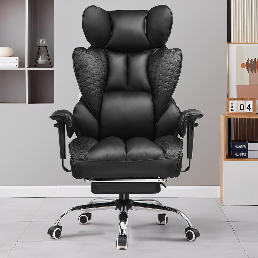 Big and Tall Gaming Chair 400lbs Heavy Duty Office Chair with Footrest, High Back Pocket Spring Lumbar Support