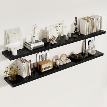 72 Inch Floating Shelves 2 Pack, 8 Inch Deep Floating Shelf Wall Mounted, Large Shelves with Invisible Bracket for