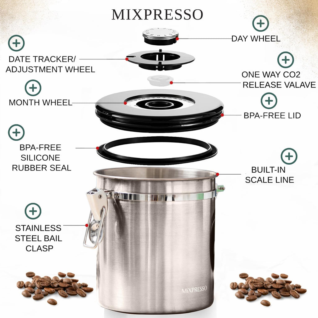 Coffee Canister, Airtight Coffee Bean Storage Container 16oz