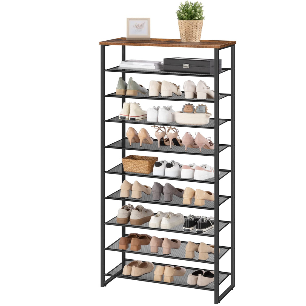 10-Tier Shoe Rack, 29.5" L Shoe Storage Organizer, Large Capacity Shoe Shelf for Closet, Front Door Entrance