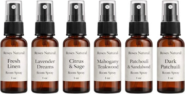 Room Spray Discovery Set - 6 Scents, 1 oz Each - Plant-Based Home Fragrance Sampler, Travel Size, Long-Lasting Scent - Set of 6
